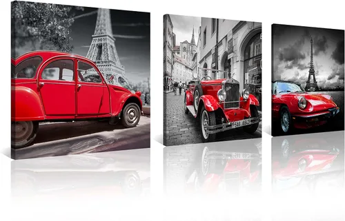 Miniatura 19 de NAN Wind 3 piezas de lienzo moderno Giclée impresiones en blanco y negro con paraguas rojos, lienzo romántico para parejas, pinturas de paisaje rojo