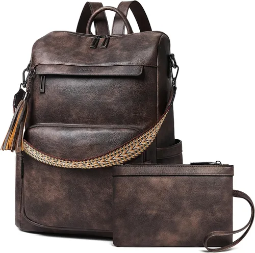 Miniatura 9 de Shrrie - Mochila vegana de cuero para laptop de 14 pulgadas para mujer, mochila de trabajo, mochila de moda, mochila de viaje, bolso para negocios