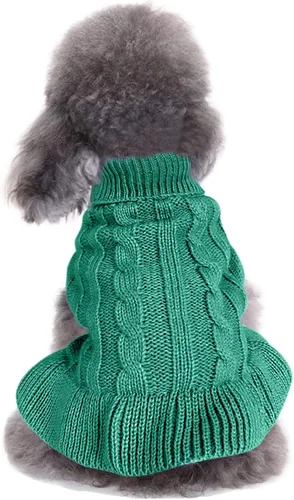 Miniatura 14 de Suéteres tejidos para perros pequeños, sudadera cálida para mascotas y gatos, ropa de invierno, suéter para gatitos y cachorros (Grande, azul claro)