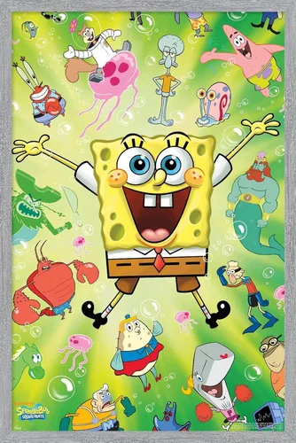 Miniatura 20 de Trends International Nickelodeon Bob Esponja - Póster de pared de explosión, 14.725 x 22.375 pulgadas, versión enmarcada de madera de granero
