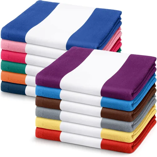 Miniatura 10 de Xinnun Juego de 12 toallas de baño, toallas de playa, de gran tamaño, 28 x 60 pulgadas, altamente absorbentes, para adultos y niños, para natación