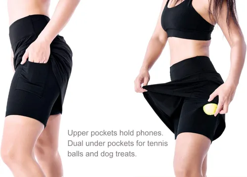 Miniatura 4 de Yogipace - Falda de tenis para mujer, protección UV, 17 pulgadas de largo