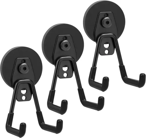 Homde Gancho magnético resistente, paquete de 3 soportes magnéticos fuertes para taller de garaje, colgador grande de utilidad industrial para