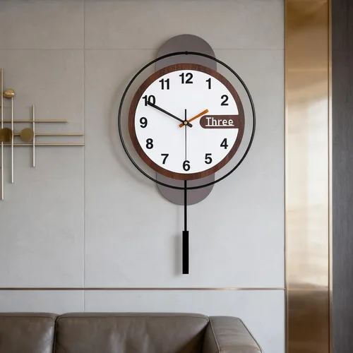 Miniatura 10 de Reloj de pared con péndulo, cuarzo de calidad silenciosa operado por batería, modernos relojes de pared grandes para sala de estar, cocina, hogar