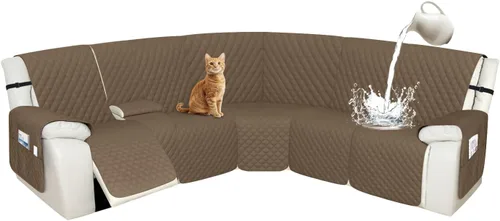 Miniatura 95 de Arfntevss Fundas de sofá modular reclinable, 100% impermeable, en forma de L, para sillón reclinable en forma de L, funda seccional lavable