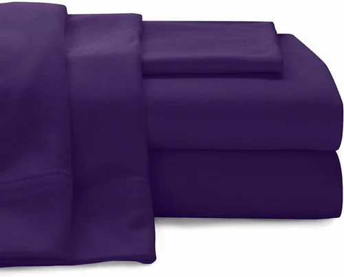 Empire Home Juego de sábanas de franela - 100% algodón - Ajustadas + planas + fundas de almohada con bolsillo profundo (individual, morado)