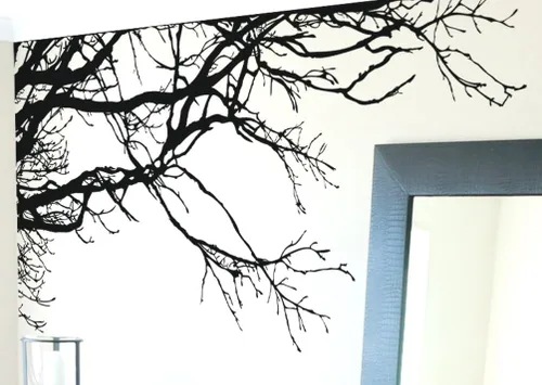 Miniatura 4 de Adhesivo decorativo para pared de árbol grande, ramas negras semi-brillantes, (21 x 50 pulgadas) de izquierda a derecha. Extraíble, no necesita
