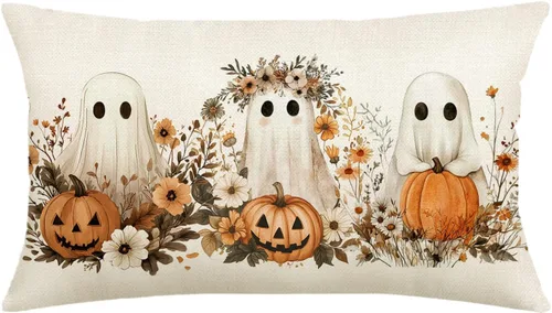 Miniatura 10 de Funda de almohada de Halloween de 12 x 20 pulgadas con temática otoñal de Just a Spooky Goose en disfraces de Halloween, lindas almohadas