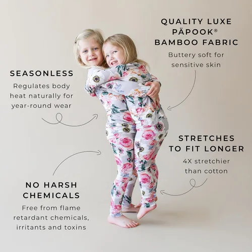 Miniatura 3 de Posh Peanut Girls Pajamas Set - Soft Viscose from Bamboo Kids Two Piece PJ - Easy Care Toddler Sleepers Little Girl Clothes