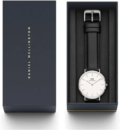 Miniatura 26 de Daniel Wellington Reloj clásico para hombre - Caja de 1.417 in - 1.575 in, movimiento de cuarzo japonés, correa de cuero, resistente al agua, reloj