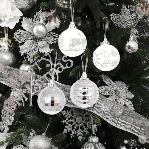 Miniatura 6 de Adornos de bolas de Navidad, 44 piezas para árbol de Navidad, surtido de bolas inastillables para árbol de Navidad, vacaciones, boda, fiesta festiva