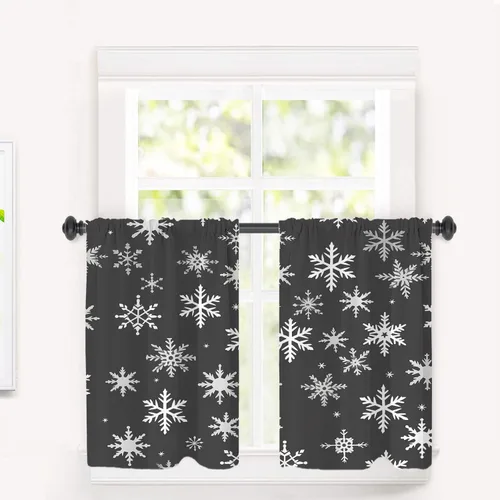 Miniatura 124 de Cortinas opacas de cocina con pintura al óleo de Europa rosa y negra para ventanas, cenefas opacas modernas de torre Eiffel de poliéster multicapa