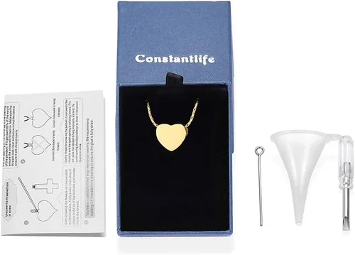 Miniatura 119 de constantlife Joyería de cremación para cenizas – Colgante de corazón conmemorativo collar de urna conmemorativa soporte para cenizas de acero