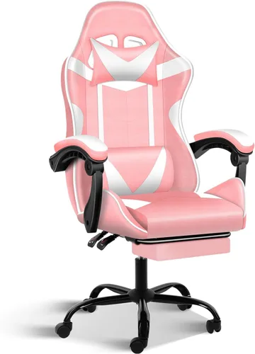 Miniatura 12 de YSSOA Silla giratoria de videojuegos y para oficina, ergonómica, con respaldo alto y asiento de altura ajustable, color rojo Rojo con reposapiés
