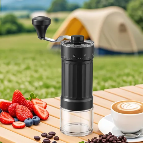 Miniatura 5 de Mini molinillo de café manual con 40 ajustes ajustables, molinillo de café portátil de mano con capacidad de 1.06 oz, molinillo compacto de rebabas