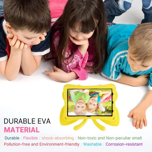 Miniatura 24 de FW Fire 7 - Funda para tablet para niños, Amazon Fire 7 2022, funda de mariposa con luz de atril, EVA, protección contra caídas, resistente, a