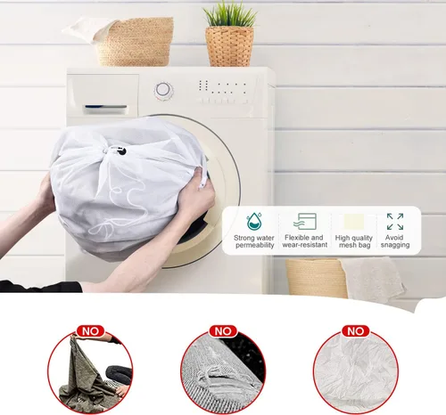 Miniatura 7 de OTraki Paquete de 2 bolsas de malla para lavandería de 20 x 24 pulgadas, bolsas de malla fina de alta resistencia, ropa sucia, con cordón, bolsa