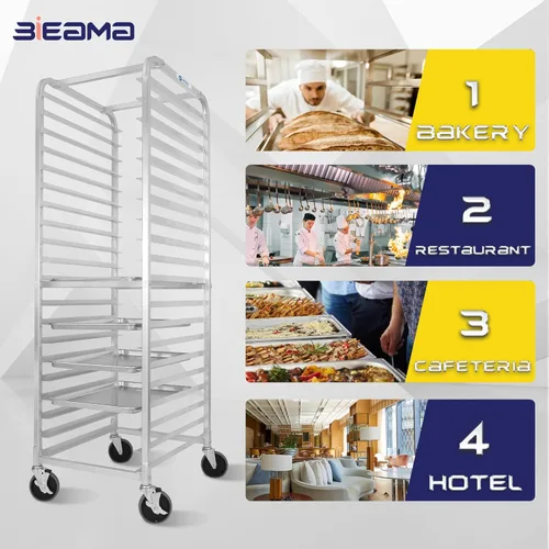 Miniatura 8 de BIEAMA Estante para bandejas de 20 niveles, estante para panecillos NSF, estante de panadería de aluminio, estante de enfriamiento para panadería