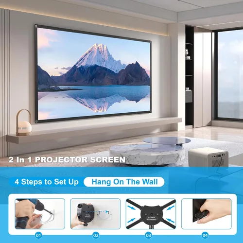 Miniatura 7 de Pantalla de proyector con soporte, pantalla de proyector portátil y soporte, 60 pulgadas 16:9, pantalla de proyección al aire libre, marco