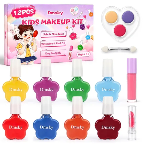 Miniatura 9 de Dmsky Juego de esmaltes de uñas para niños, 18 colores de esmalte de uñas pelable a base de agua de secado rápido para niños, kit de esmalte de uñas