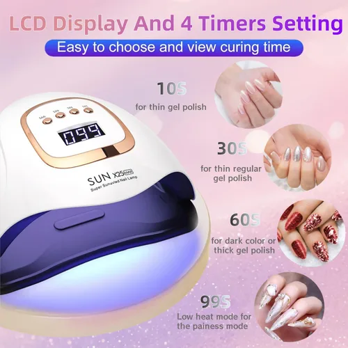 Miniatura 2 de Lámpara de uñas LED UV con 81 cuentas, lámparas de curado de uñas de 380 W para esmalte de gel con sensor automático/4 ajustes de temporizador