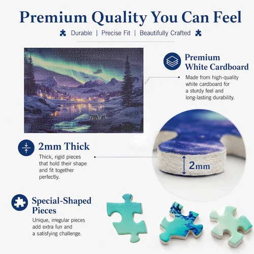 Miniatura 5 de Rompecabezas de 1000 piezas para adultos, auroras boreales, rompecabezas de oso polar, imposibles, difíciles, desafiantes para adolescentes