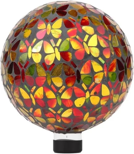 Miniatura 8 de Lily's Home Colorida bola de vidrio de mosaico, diseñada con un impresionante patrón de mosaico holográfico de pétalos para traer color a cualquier