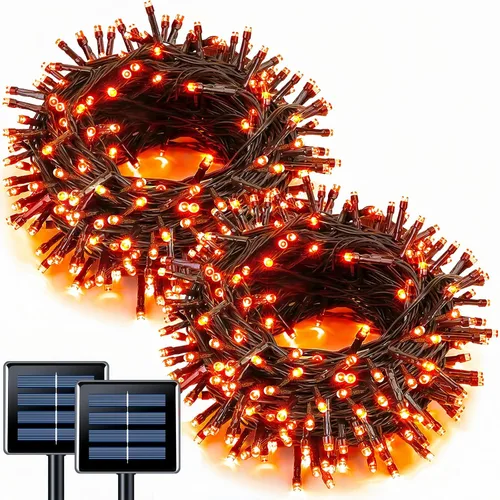 Miniatura 27 de JMEXSUSS 600 luces LED solares azules de Navidad, 206.7 pies, luces azules de Navidad al aire libre, impermeables, 8 modos de luz solar al aire