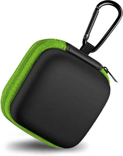 Miniatura 23 de Estuche cuadrado para auriculares, bolsa de almacenamiento portátil de EVA, organizador de accesorios para teléfono celular con mosquetón