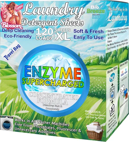 Miniatura 19 de Hojas de detergente ecológico para ropa (120 hojas grandes), a base de plantas, biodegradables para lavar a máquina, sin líquidos, sin plástico