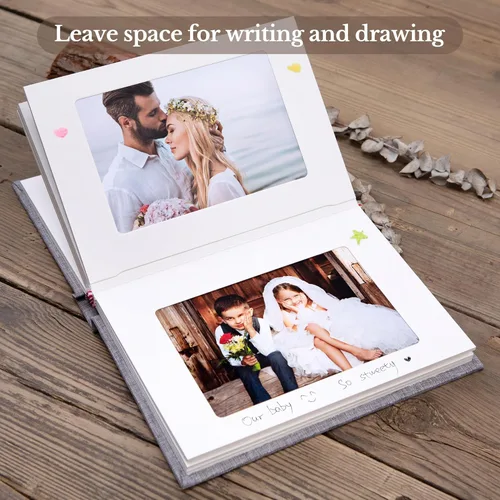 Miniatura 4 de Pssoss Álbum de fotos pequeño de 4 x 6 pulgadas con espacio de escritura con capacidad para 20 fotos, ideal para álbum temático de boda y álbum