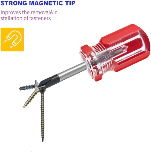 Miniatura 4 de Destornillador rechoncho: destornillador corto compacto para espacios reducidos, construcción duradera de acero cromado, fácil de usar, herramienta