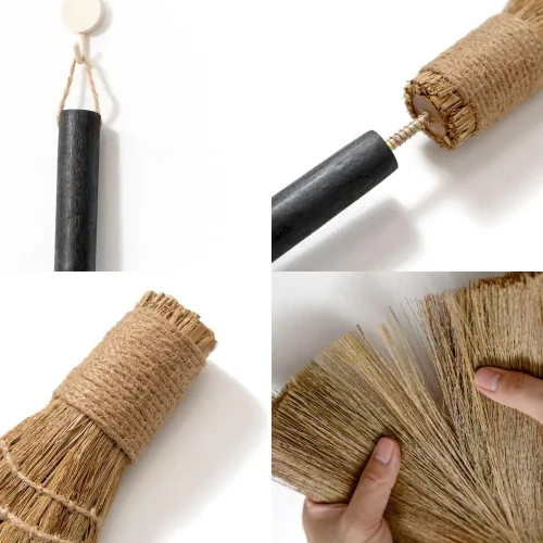 Miniatura 4 de Escoba de mango negro de barrido natural, escobas para boda, ceremonia de salto, decoración de Halloween, bricolaje, escoba suave de paja