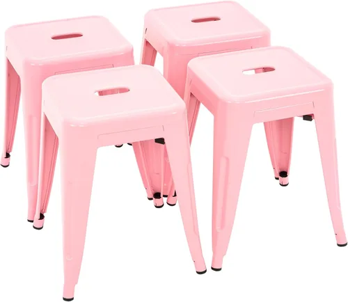Miniatura 33 de Brage Living Juego de 4 taburetes industriales de metal de 18 pulgadas, taburetes apilables para aula, sillas de comedor de metal sin espalda