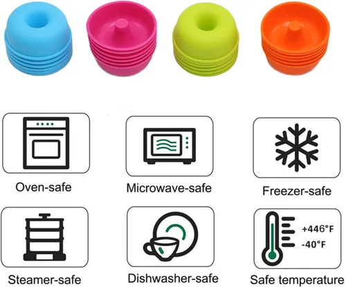 Miniatura 4 de 24 moldes de silicona para donas, antiadherentes, para magdalenas, tazas reutilizables para hornear, fáciles de limpiar, sartenes para horno