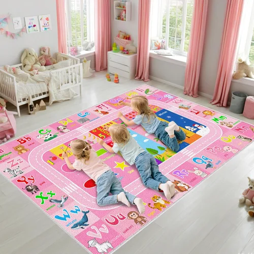 Miniatura 15 de BATATADOCE Alfombra de alfabeto para salón de clases - Alfombras ABC para sala de juegos de niños, alfombra educativa para aprender el alfabeto
