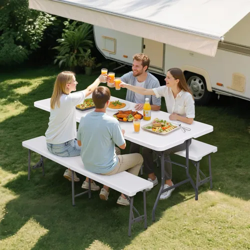 Miniatura 2 de ZENY Mesa plegable de 6 pies, mesa portátil de picnic, mesa de plástico para picnic interior y exterior, mesa para fiestas, camping, mesa plegable