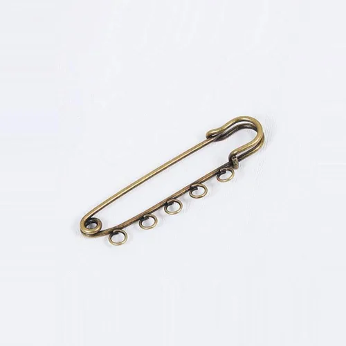 Miniatura 2 de Broche de metal con 5 agujeros, broches de seguridad, para artes, costura, manualidades, 0.7 x 2.2 in, tono bronce