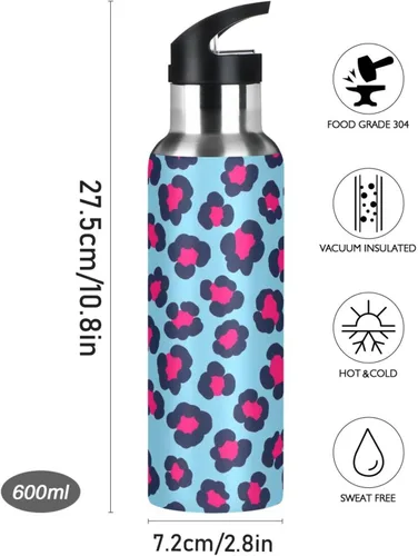 Miniatura 9 de BPA-Free Sport Water Bottle 20 Oz, Insulated Stainless Steel Water Bottle with Straw for Gym Outdoor Travel School, Bold Pink Blue