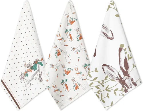 Folkulture Toallas de cocina con lazo para colgar, juego de 3, paños de cocina 100% algodón para secar platos, paños de cocina o toallas de mano