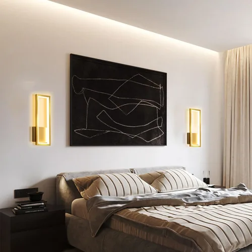 Miniatura 5 de Lámpara de pared LED para interiores, regulable, 16 W, oro, moderna, simple, rectangular, lámpara de pared, aluminio y acrílico, iluminación