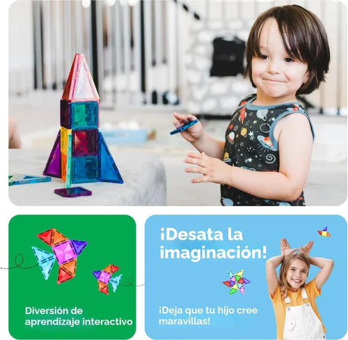 Miniatura 5 de PicassoTiles - Juego de 100 piezas de bloques magnéticos, Serie Mini Diamonds; tamaño de viaje, kit educativo STEM para niños en edad preescolar