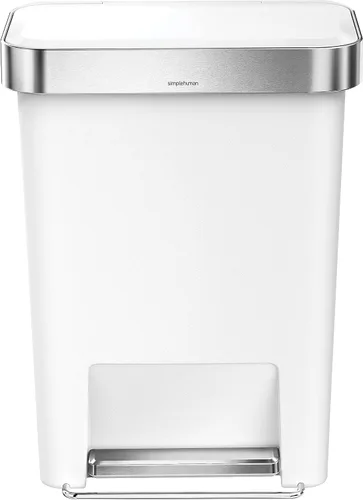 Miniatura 14 de Simplehuman Bote de basura con pedal híbrido, de 45 litros / 12 galones, rectangular para cocina, con base ancha y estable con pedal de acero