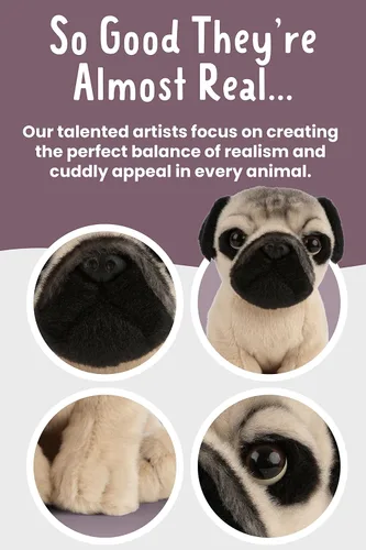 Miniatura 3 de Living Nature Pug Puppy - Animal de peluche Animal de perro esponjoso Juguete suave para niños 6 pulgadas