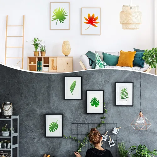 Miniatura 3 de 12 plantillas de pintura de hojas de helecho tropical, plantillas grandes reutilizables de hoja de tortuga de palma, plantillas de pared flexibles