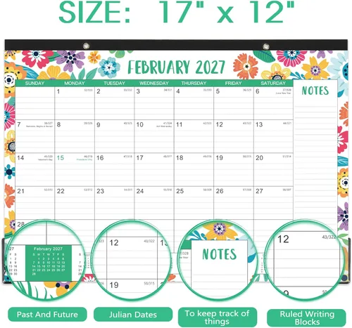 Miniatura 6 de Calendario de escritorio 2026-2027 - julio de 2026 a diciembre de 2027, calendario de escritorio grande de 17 x 12 pulgadas, calendario de 18 meses
