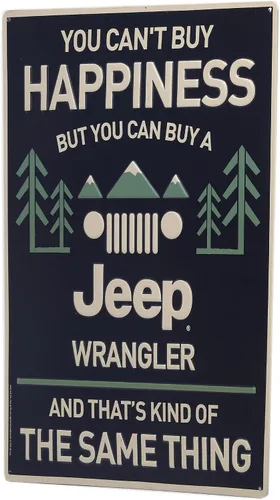 Miniatura 2 de Letrero de metal para Jeep Wrangler, «You Can't Buy Happiness But You Can Buy a Jeep Wrangl», divertida decoración de pared para Jeep Azul marino