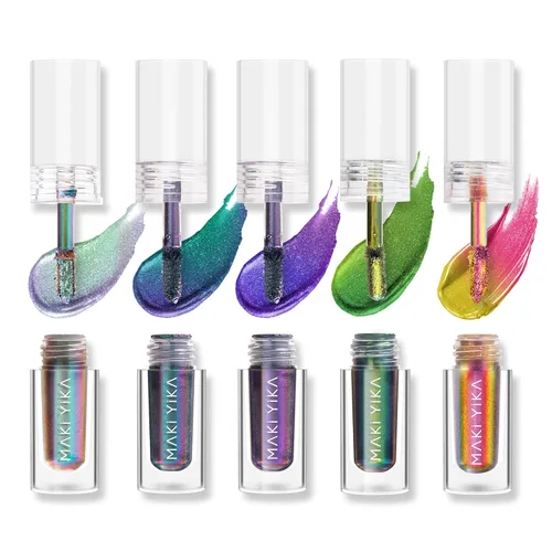 Miniatura 15 de Maki Yika Sombra de ojos líquida con brillo Ojos de camaleón metálicos Sombra de ojos multicolor cambiante de larga duración Sombra de ojos Aurora