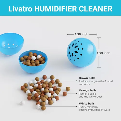 Miniatura 5 de Livatro Bola de limpieza del humidificador: combate el moho del humidificador y las bacterias con limpiador humidificador, evita la acumulación