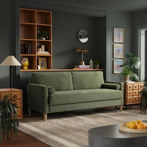 Miniatura 17 de Studio Living® Lexington Sofá Chaise de 83.1 pulgadas, moderno de mediados de siglo, comodidad de resortes ensacados, chaise reversible, fácil Gris